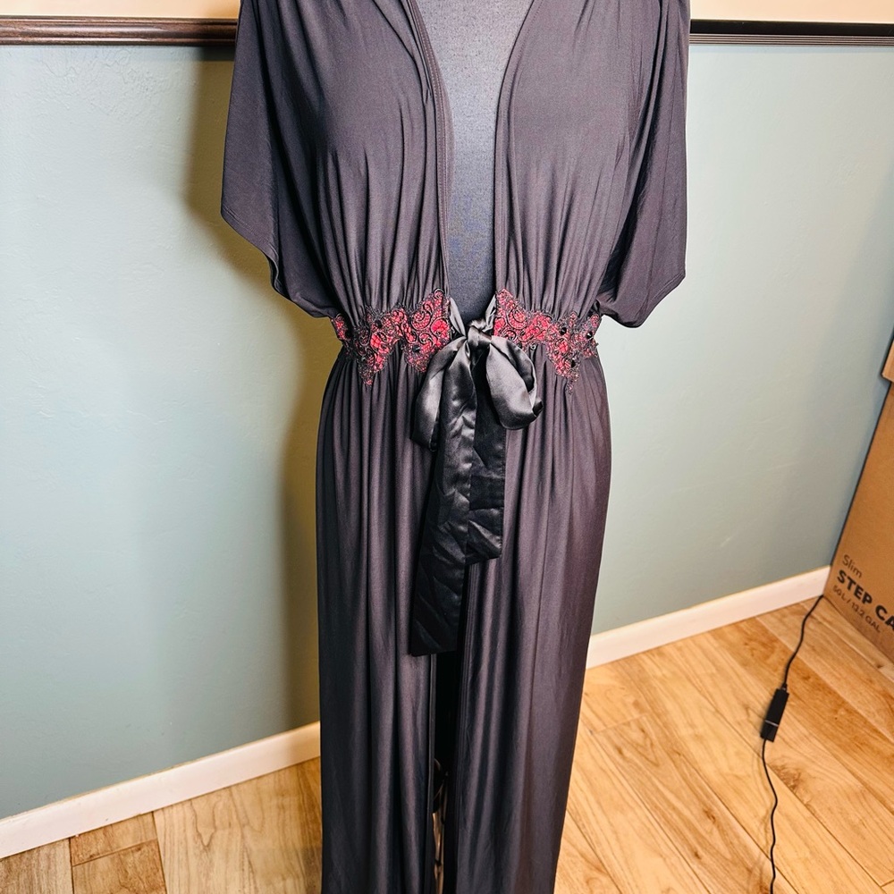 Soma Black Robe with Red Floral Detail